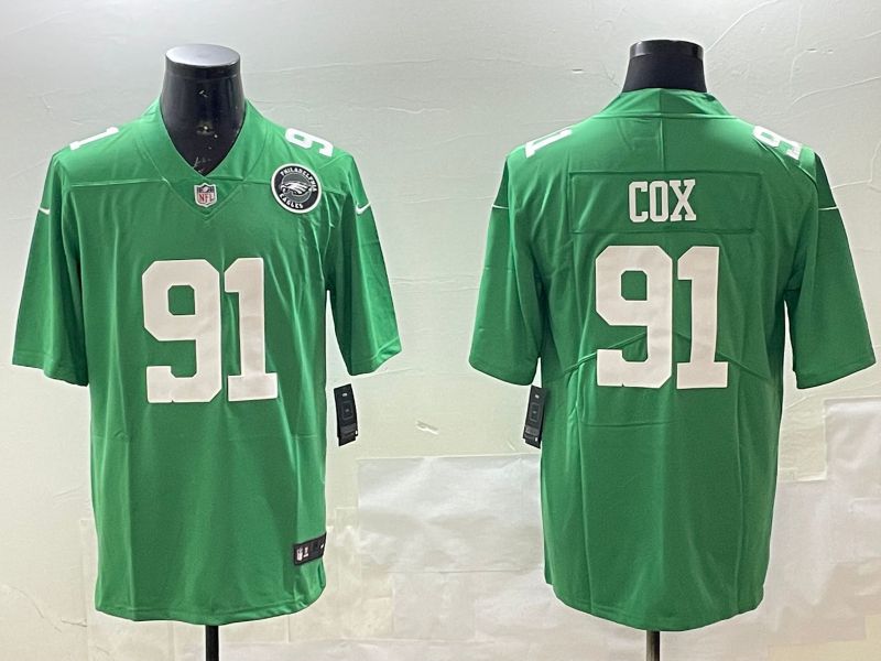 Men Philadelphia Eagles #91 Cox Green Throwback 2025 Nike Vapor Limited NFL Jersey style 3->youth nfl jersey->Youth Jersey